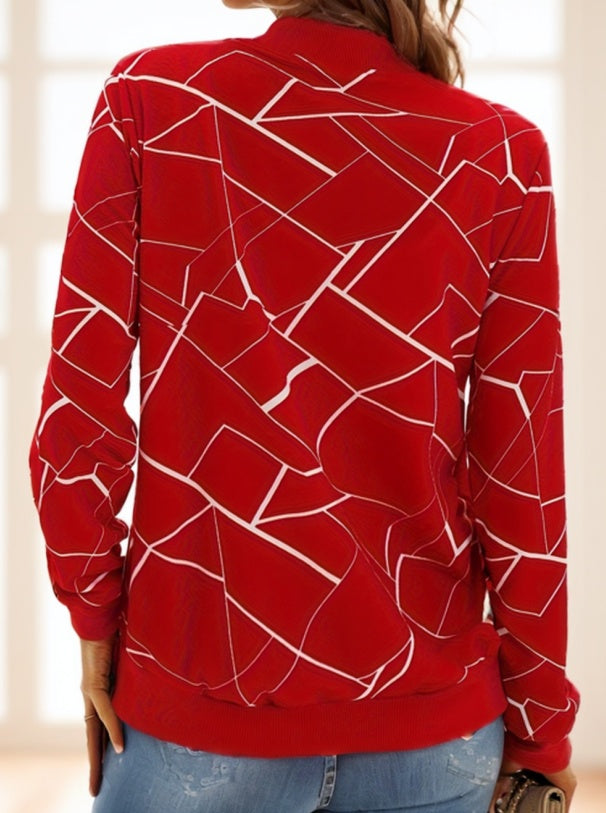Geo Print Zipper Front Jacket