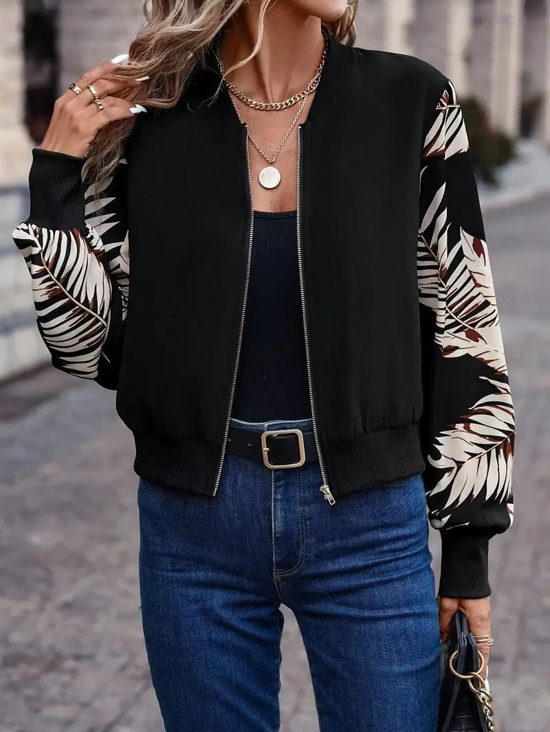 Women's Simple Printed Full-zip Cardigan Coat