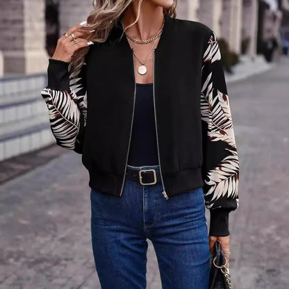 Women's Simple Printed Full-zip Cardigan Coat