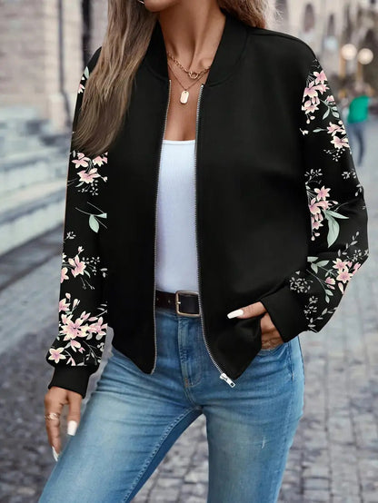 Women's Simple Printed Full-zip Cardigan Coat