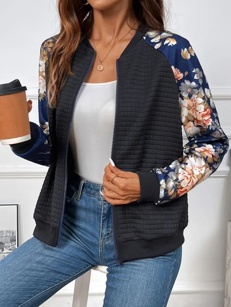 Women's Simple Printed Full-zip Cardigan Coat