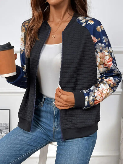 Women's Simple Printed Full-zip Cardigan Coat