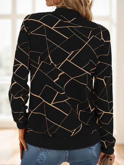 Geo Print Zipper Front Jacket